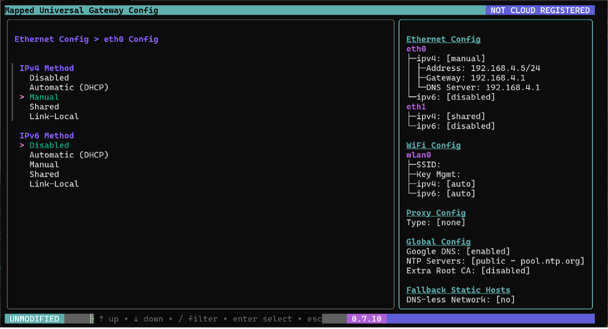Figure 2 – Ethernet Config > eth0 Config